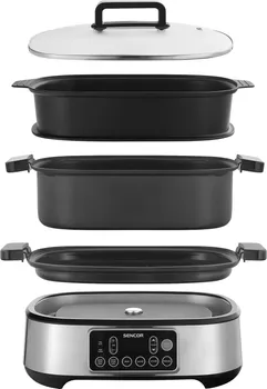 SENCOR SPR 6300BK MULTIFUNKCIJSKI APARAT ZA SPORO KUVANJE │ SNAGA: 1150W │ ZAPREMINA: 6L │ BOJA: CRNO-SREBRNA │ OSTALO: 5 TEMPERATURA, FUNKCIJA ODRŽAVANJA TOPLOTE, GRIL FUNKCIJA, LED DISPLEJ, RUČKE SE NE ZAGREVAJU (6 / 8)