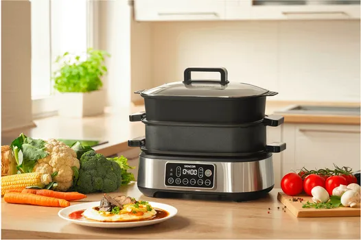 SENCOR SPR 6300BK MULTIFUNKCIJSKI APARAT ZA SPORO KUVANJE │ SNAGA: 1150W │ ZAPREMINA: 6L │ BOJA: CRNO-SREBRNA │ OSTALO: 5 TEMPERATURA, FUNKCIJA ODRŽAVANJA TOPLOTE, GRIL FUNKCIJA, LED DISPLEJ, RUČKE SE NE ZAGREVAJU (7 / 8)