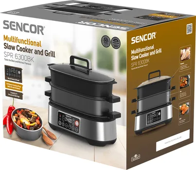SENCOR SPR 6300BK MULTIFUNKCIJSKI APARAT ZA SPORO KUVANJE │ SNAGA: 1150W │ ZAPREMINA: 6L │ BOJA: CRNO-SREBRNA │ OSTALO: 5 TEMPERATURA, FUNKCIJA ODRŽAVANJA TOPLOTE, GRIL FUNKCIJA, LED DISPLEJ, RUČKE SE NE ZAGREVAJU (8 / 8)