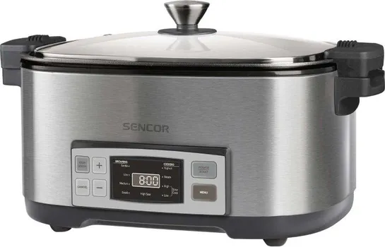 SENCOR SPR 5500SS APARAT ZA SPORO KUVANJE HRANE │ SNAGA: 1350W │ ZAPREMINA: 6L │ BOJA: INOX │ OSTALO: 4 PROGRAMA ZA KUVANJE, 5 TEMPERATURA, FUNKCIJA ODRŽAVANJA TOPLOTE, LED DISPLEJ, RUČKE SE NE ZAGREVAJU, ŽIČANA REŠETKA, NASTAVCI PERIVI U SUDOMAŠINI (1 / 5)