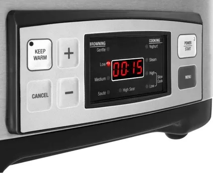 SENCOR SPR 5500SS APARAT ZA SPORO KUVANJE HRANE │ SNAGA: 1350W │ ZAPREMINA: 6L │ BOJA: INOX │ OSTALO: 4 PROGRAMA ZA KUVANJE, 5 TEMPERATURA, FUNKCIJA ODRŽAVANJA TOPLOTE, LED DISPLEJ, RUČKE SE NE ZAGREVAJU, ŽIČANA REŠETKA, NASTAVCI PERIVI U SUDOMAŠINI (4 / 5)