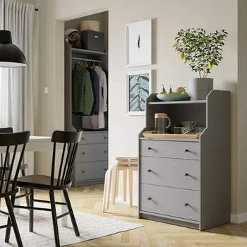 HAUGA KOMODA S 3 FIOKE I POLICOM, SIVA, 70X116 CM (2 / 6)