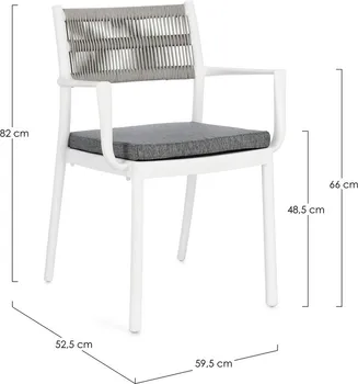 ANDREA BIZZOTTO BAŠT. STOLICA ALVIN 52.5X 59.5X82CM BIJELA/SIVA BIZZOTTO (8 / 9)