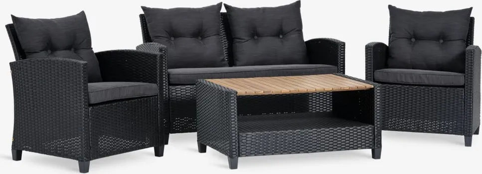 JYSK LOUNGE BAŠTENSKA GARNITURA VEN 4OS. CRNA (1 / 7)