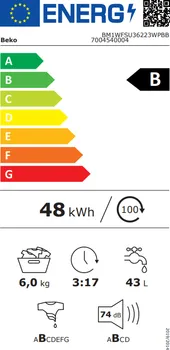 BEKO BM1WFSU36223WPB [6KG / 1200 RPM / PROSMART INVERTER MOTOR / STEAM CURE / HYGIENE+ / FAST + / COLD WASH / AQUA WAVE / AQUA FUSION / ANTI ALLERGY] (2 / 2)