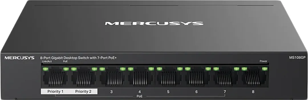 MERCUSYS SWITCH MS108GP — 8 PORTA, LAYER 2, POE (2 / 4)