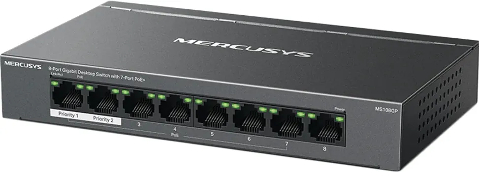 MERCUSYS SWITCH MS108GP — 8 PORTA, LAYER 2, POE (4 / 4)