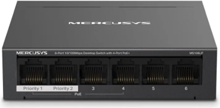 MERCUSYS MS106LP 6-PORT 10/100 MBPS DESKTOP SWITCH WITH 4-PORT POE (1 / 3)