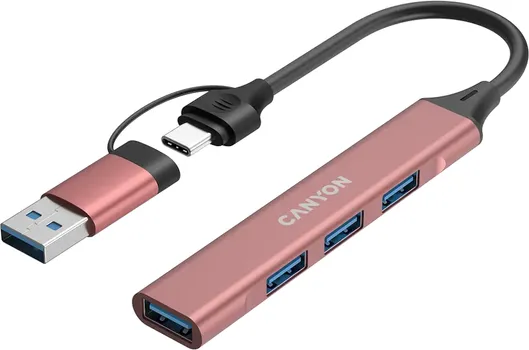 CANYON HUB DS-02 4IN1 USB-A/C PINK (1 / 5)