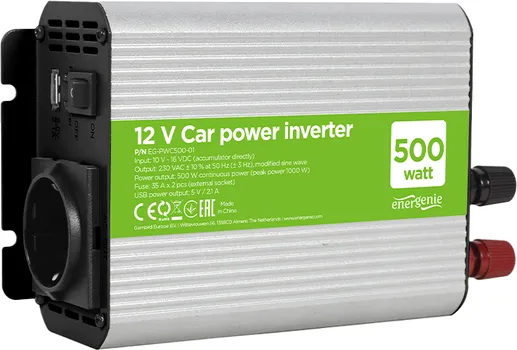 GEMBIRD DC-AC INVERTER ZA AUTO, IN12VOUT220V 500W EG-PWC500-01 (1 / 4)