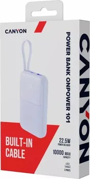 CANYON POWER BANK ONPOWER 101 BUILT-IN CABLE 10000 MAH PD22.5W PURPL (6 / 8)