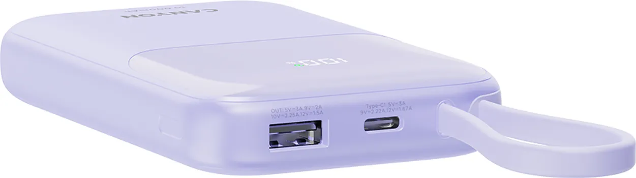 CANYON POWER BANK ONPOWER 101 BUILT-IN CABLE 10000 MAH PD22.5W PURPL (8 / 8)