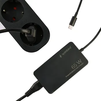 GEMBIRD AC ADAPTER UNIVERZALNI ZA NOTEBOK 65W POWERDELIVERY GAN USB, TYPE-C FAST CHARGER, BLACK, NPA-AC-PDQC65-01 (2 / 5)