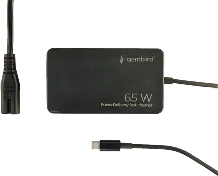 GEMBIRD AC ADAPTER UNIVERZALNI ZA NOTEBOK 65W POWERDELIVERY GAN USB, TYPE-C FAST CHARGER, BLACK, NPA-AC-PDQC65-01 (3 / 5)