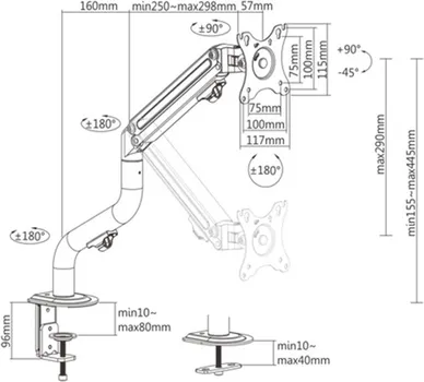 GEMBIRD NOSAČ ZA MONITOR MA-DA1-02, MONTAŽA NA STOL, (TILTING), 17 -32 , UP TO 8 KG (2 / 3)