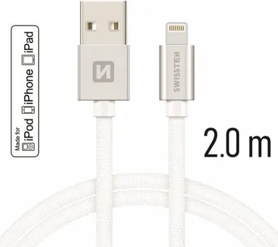 SWISSTEN DATA KABL TEXTILE USB 2.0 TYP A/LIGHTNING 2M SILVER