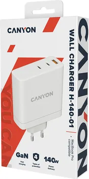 CANYON H-140-01, WALL CHARGER WITH 1USB-A, 2 USB-C. INPUT:100-240V 50/60HZ, 2.0A MAX. USB-A OUTPUT: 5V /9V /12V/20V /28V MAX OUTPUT CURRENT:5.0A MAX (4 / 4)