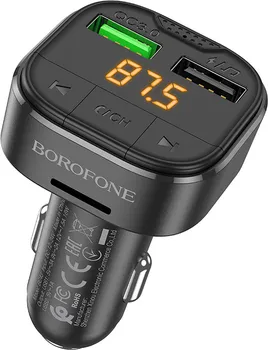 BOROFONE FM TRANSMITER BLUETOOTH SA USB PUNJAĆEM BC43 TF CARD PLAYBACK QC3.0 CAR BLACK (1 / 1)