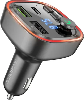 BOROFONE FM TRANSMITER BLUETOOTH SA USB+TYPE-C PUNJAĆEM BC48 BROAD QC3.0 CAR BLACK (1 / 1)