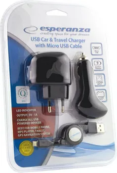ESPERANZA USB PUNJACI + MICROUSB KABL, 3IN1 SET, DC 12-24V, AC 100-240V, OUT 5V/1000MA, EZ116 (6 / 6)