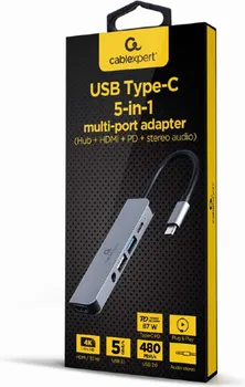 GEMBIRD DOCKING STATION USB ADAPTER TYPE-C 5-IN-1 MULTI-PORT ADAPTER HUB + HDMI + PD + STEREO AUDIO A-CM-COMBO5-02 (2 / 2)