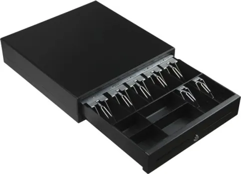7B4C CASH DRAWER RJ11, 2 CHECK SLOTS, SIZE 410X418X110MM, COLOR BLACK, WEIGHT 5,5KG (GSAN LADICA ZA NOVAC GS-410B) (1 / 3)