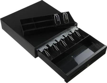 7B4C CASH DRAWER RJ11, 2 CHECK SLOTS, SIZE 410X418X110MM, COLOR BLACK, WEIGHT 5,5KG (GSAN LADICA ZA NOVAC GS-410B) (2 / 3)