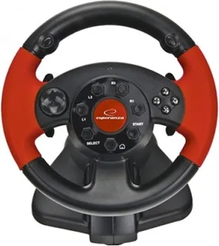 ESPERANZA 13 ACTION BUTTONS, DIRECTIONAL KEYPAD, DIGITAL DUMBBELL IDEAL FOR SHIFT IN RACING GAMES, VIBRATION FORCE EFFECT, ROTATION OF STEERING WHEEL 180 DEGREES, MULTI-INTERFACE: PSX, PS / 2, PS / 3, PC USB, COMPATIBLE WITH WINDOWS VISTA / WIN 7 32/64 (VOLAN HIGH OCTANE EG103 PC/PS3) (1 / 3)