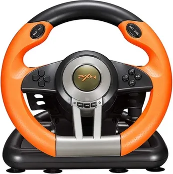 COMPATIBLE DEVICES: PC, PLAYSTATION 3, PLAYSTATION 4, XBOX ONE, XBOX SERIES X, XBOX SERIES S, NINTENDO SWITCH, STEERING ANGLE: 180º, STEERING WHEEL SIZE: 26CM, FEATURES: ERGONOMIC DESIGN, DUAL MOTOR VIBRATION FEEDBACK, LINEAR PEDALS, SIM RACING SHIFT PADDLES, BODY-SHIFTER, PROGRAMMABLE BUTTONS, DUAL MODE X&D-INPUT ON PC, CONNECTION TYPE: USB WIRED CONNECTION, APPLICABLE PC SYSTEM: WINDOWS XP/7/8/10/11, FIXING METHOD: 7 STRONG SUCTION CUPS, A C-TYPE CLAMP. (PXN VOLAN PC/PS3/PS4/SWITCH/XBOX V3 PRO) (1 / 2)