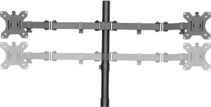 LOGILINK SUITABLE FOR 13–32 MONITORS NUMBER OF MONITORS: 4 MOUNTING TYPE: FREE-STANDING LOAD CAPACITY: PER ARM 8 KG MAX. MAXIMUM ARM LENGTH: 399 MM EACH INCLINATION: -45 ° / + 45 °, TILT: -90 ° / + 90 °, FRONT PANEL ROTATABLE: 360 ° FRONT PANEL DIMENSIONS WXH: 114X114 MM VESA COMPATIBILITY: 75X75, 100X100 MAST HEIGHT: 905 MM, MAST DIAMETER: 35 MM
BASE PLATE DIMENSIONS WXD: 390X280 MM FREELY ADJUSTABLE HEIGHT FOR AN OPTIMAL ERGONOMIC POSITION CABLE MANAGEMENT: ELEGANTLY HIDES ALL CABLES CONNECTED TO THE SCREEN FASTENING ACCESSORIES ARE INCLUDED IN THE SCOPE OF DELIVERY COLOR: BLACK WEIGHT: 7.2 KG HEIGHT: 90.5 CM WIDTH: 28 CM LENGTH: 91.3 CM. (NOSAČ ZA CETIRI MONITORA BP0046) (2 / 2)