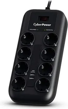 CYBERPOWER P0820SUF0-DE IS IDEAL FOR HOME/OFFICE SURGE PROTECTIONS. THE SURGE PROTECTOR IS DESIGNED WITH METAL OXIDE VARISTOR (MOV) TECHNOLOGY TO SAFEGUARD THE SURGE SUPPRESSOR AND CONNECTED ELECTRONIC EQUIPMENT BY ABSORBING SPIKES IN ENERGY CAUSED BY STORMS AND ELECTRICAL POWER SURGES. WITH USB CHARGING PORTS, THE SURGE PROTECTOR CAN RAPIDLY CHARGE AND POWER USB DEVICES AND MOBILE ACCESSORIES. THE PRODUCT ALSO FEATURES OVERLOAD PROTECTION, EMI/RFI FILTRATION, IMPACT-RESISTANT CASING AND MORE, PROVIDING RELIABLE PROTECTION FOR YOUR ELECTRONIC DEVICES. ZNAČAJKE: PRENAPONSKA ZAŠTITA ZAŠTITA OD PREOPTEREĆENJA USB CHARGING PORT(S) ZAŠTITA NA RAZINI RAČUNALA BEST-IN-CLASS DUSTPROOF DESIGN RUPE ZA ZIDNU MONTAŽU (PRENAPONSKA ZAŠTITA 8 UTIČNICA 2XUSB P0820SUF0-DE) (2 / 2)