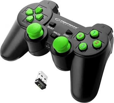 ESPERANZA GAME PAD GLADIATOR, VIBRATION, PS3/PC, WIRELESS, BLACK/GREEN, EGG108G (1 / 2)