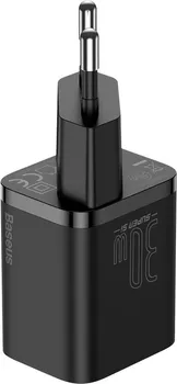 BASEUS SUPER SI 1C USB TYPE-C 30W PUNJAČ │ PRIKLJUČAK: USB TYPE-C │ UTIKAČ: EU │ DIMENZIJE: 78 X 34 X 28 MM │ TEŽINA: 51 G │ ULAZ: 100-240V, 50/60HZ, 0.6A │ IZLAZ: 5V/3A, 15V/2A, 20V/1.5A │ SNAGA: 30W (3 / 6)