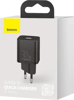 BASEUS SUPER SI 1C USB TYPE-C 30W PUNJAČ │ PRIKLJUČAK: USB TYPE-C │ UTIKAČ: EU │ DIMENZIJE: 78 X 34 X 28 MM │ TEŽINA: 51 G │ ULAZ: 100-240V, 50/60HZ, 0.6A │ IZLAZ: 5V/3A, 15V/2A, 20V/1.5A │ SNAGA: 30W (4 / 6)