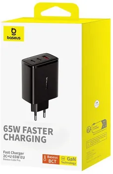 BASEUS CUBE PRO FAST CHARGER 2C+U 65W PUNJAČ ZA TELEFON │ BOJA: CRNA │ ULAZ: AC 110-240V 50/60HZ 1.5A MAX. │ IZLAZ: USB-C1/USB-C2 (65W MAX.), USB-A (30W MAX.) │ DIMENZIJE: 77.6 X 32 X 54 MM │ TEŽINA: 154 G │ MATERIJAL: PC (6 / 6)