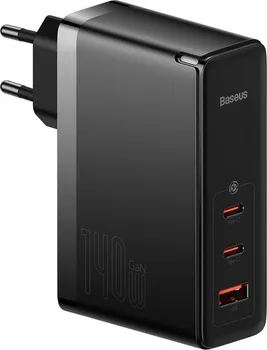 BASEUS GAN5 PRO ZIDNI PUNJAČ 2XUSB-C + USB, 140W (CRNI) (1 / 1)
