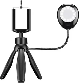 APEXEL APL-JJ21FL DRŽAČ ZA TELEFON/TRONOŽAC SA LED SVJETLOM │ MATERIJAL: ABS + PC │ NIVOI OSVJETLJENJA: 3 │ BROJ LED DIODA: 12 KOM │ NAPAJANJE: 2X AAA BATERIJE │ VELIČINA: 135 × 240 MM │ TEŽINA: 90 G (1 / 2)