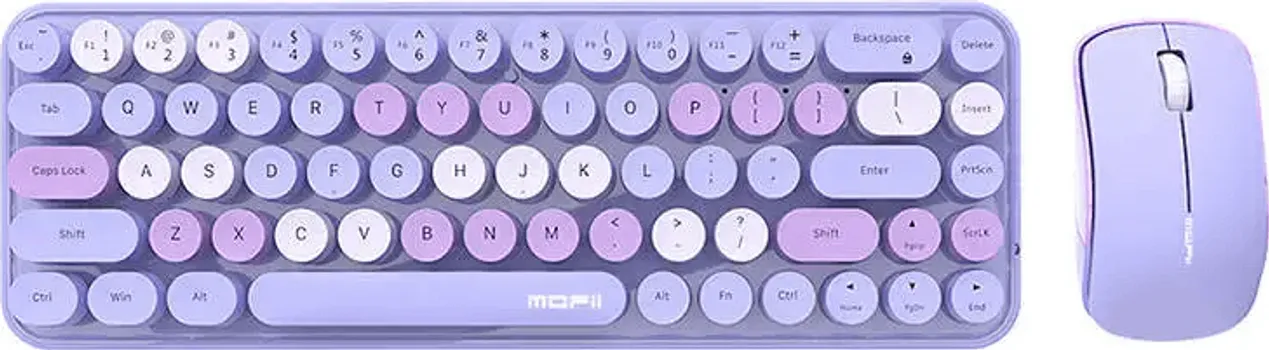MOFII BEAN COMBO BEŽIČNI KOMPLET TASTATURA I MIŠ (SMK-676367 PURPLE) │ TASTATURA: BEŽIČNA, 2.4G, 68 TASTERA, BEZ POZADINSKOG OSVJETLJENJA, NAPAJANJE 2X AAA BATERIJA │ MIŠ: BEŽIČNI, 3 TASTERA, 1200 DPI, NAPAJANJE 1X AA BATERIJA │ BOJA: LJUBIČASTA (1 / 2)