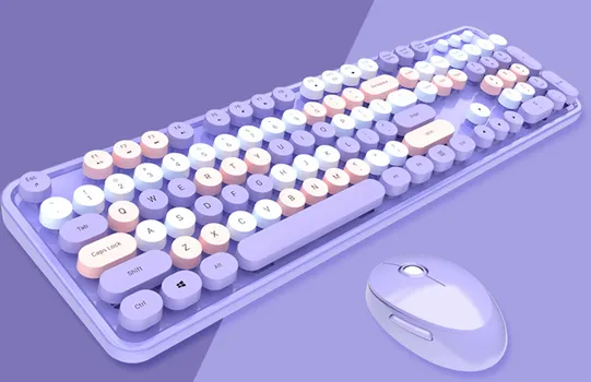 MOFII SWEET COMBO PURPLE BEŽIČNI KOMPLET TASTATURA I MIŠ │ TIP TASTATURE: MEMBRANSKA │ POVEZIVANJE: BEŽIČNO (2,4 G) │ DOMET: 6 10 M │ REZOLUCIJA MIŠA: 800 / 1200 / 1600 DPI │ DIMENZIJE TASTATURE: 444.34 X 133 X 38.1 MM │ DIMENZIJE MIŠA: 101.2 X 75 X 33.6 MM │ BROJ TASTERA: 104 (TASTATURA), 4 (MIŠ) │ NAPAJANJE: 1 X AA BATERIJA (TASTATURA), 1XAA BATERIJA (MIŠ) │ BOJA: LJUBIČASTA │ OSTALO: 12 FUNKCIJSKIH TASTERA, 3 REŽIMA SPAVANJA, PLUG&PLAY (2 / 3)