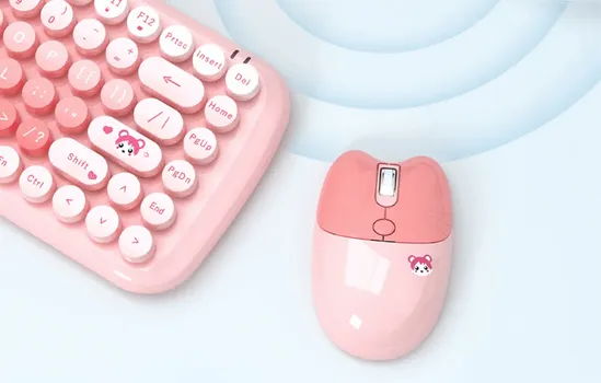 MOFII CANDY NEW COMBO (PINK) KOMPLET TASTATURA I MIŠ │ DOMET: 6-10M │ MIŠ: 4 TASTERA, DPI 800/1200/1600, 3 MILIONA KLIKOVA, TEŽINA 80G │ TASTATURA: 84 TASTERA, 8 MILIONA KLIKOVA, TEŽINA 558.6G │ NAPAJANJE: 1X AA BATERIJA ZA MIŠ, 2X AA BATERIJE ZA TASTATURU (3 / 3)