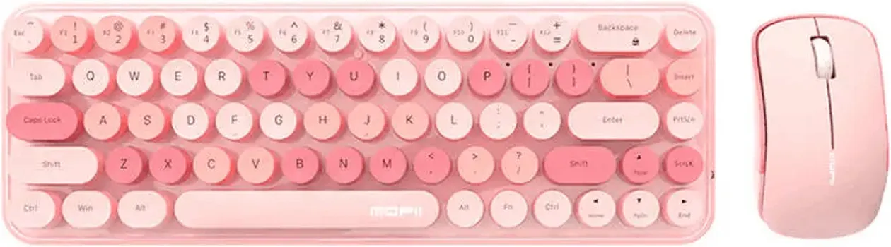 MOFII IBEAN PRO NEW (PINK) COMBO KOMPLET TASTATURA I MIŠ │ TIP POVEZIVANJA: BEŽIČNO, 2.4 GHZ RF │ DOSEG: DO 10 M │ TASTATURA: 68 TASTERA, NAPAJANJE 2X AAA BATERIJE │ MIŠ: 3 TASTERA + SKROL TOČKIĆ, 1200 DPI, NAPAJANJE 1X AA BATERIJA │ KOMPATIBILNOST: WINDOWS 2000/XP/ME/VISTA/7/8/10 │ DIMENZIJE TASTATURE: 317.2 X 104.4 MM │ DIMENZIJE MIŠA: 14.5 X 6.5 MM │ DIMENZIJE PRIJEMNIKA: 14.5 X 6.5 MM │ TEŽINA TASTATURE: 419 G │ TEŽINA MIŠA: 80 G (1 / 6)