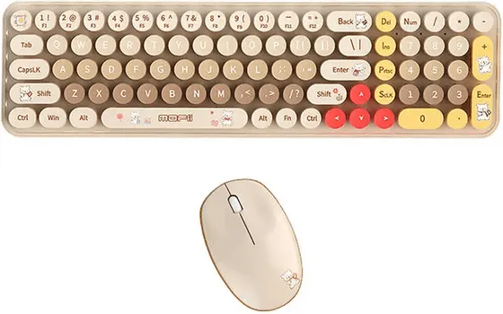 MOFII BABY BEAR BEIGE BEŽIČNI KOMPLET TASTATURA I MIŠ │ POVEZIVANJE: BEŽIČNO, 2.4 GHZ │ DOMET: 6-10 M │ MIŠ: 3 TASTERA, 1200 DPI, 1X AA BATERIJA, 75 G │ TASTATURA: 85 TASTERA, 2X AAA BATERIJE, 499 G (1 / 3)