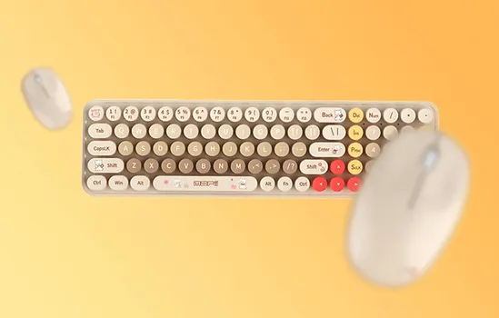 MOFII BABY BEAR BEIGE BEŽIČNI KOMPLET TASTATURA I MIŠ │ POVEZIVANJE: BEŽIČNO, 2.4 GHZ │ DOMET: 6-10 M │ MIŠ: 3 TASTERA, 1200 DPI, 1X AA BATERIJA, 75 G │ TASTATURA: 85 TASTERA, 2X AAA BATERIJE, 499 G (2 / 3)