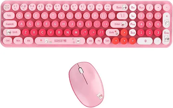 MOFII BABY BEAR PINK BEŽIČNI KOMPLET TASTATURA I MIŠ │ POVEZIVANJE: BEŽIČNO, 2.4 GHZ │ DOMET: 6-10 M │ MIŠ: 3 TASTERA, 1200 DPI, 1X AA BATERIJA, 75 G │ TASTATURA: 85 TASTERA, 2X AAA BATERIJE, 499 G (1 / 2)
