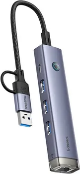 BASEUS ULTRAJOY 4U1 HUB USB-A&USB-C NA 3XUSB3.0+USB-C+RJ45 (B0005280B811-14) │ BOJA: SIVA │ PORTOVI: 3X USB-A, 1X USB-C, 1X RJ45 │ USB-C NAPON: 5V - 3A │ USB-A BRZINA: DO 5 GBPS │ RJ45 BRZINA: DO 1000 MBPS │ IZLAZ: 5V - 0.9A │ KOMPATIBILNOST: WINDOWS, MACOS, LINUX │ MATERIJAL: ALUMINIJSKA LEGURA + PC/ABS │ DIMENZIJE: 26 X 120 X 16 MM │ TEŽINA: 58,5 G │ DUŽINA KABLA: 22,5 CM (3 / 7)