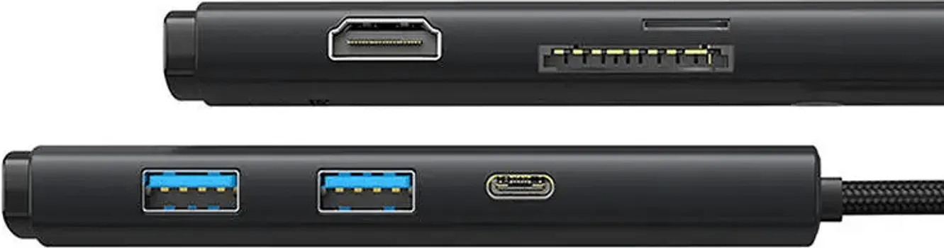 BASEUS OS LITE 6-PORT HUB │ BOJA: CRNA │ MATERIJAL: ABS │ TEŽINA: 45 G │ ULAZNI PORT: USB-C │ IZLAZNI PORTOVI: USB-C, USB 3.0, SD/TF, HDMI │ REZOLUCIJA: 4K@30 HZ │ BRZINA PRENOSA: DO 500 MBPS │ KOMPATIBILNOST: WINDOWS, IOS, LINUX, ANDROID (4 / 7)