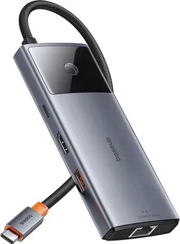 BASEUS METAL GLEAM 2 SERIES 6U1 HUB │ PRIKLJUČAK: USB-C │ SNAGA: 100 W │ REZOLUCIJA: 4K @ 60 FPS │ PORTOVI: HDMI, RJ-45, 2X USB 3.0, 2X USB-C │ DIMENZIJE: 125 X 47 X 12 MM │ TEŽINA: 95 G │ BOJA: SIVA (5 / 5)