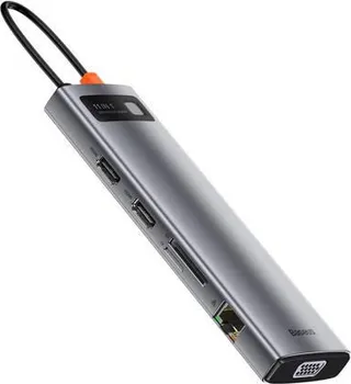 BASEUS HUB 11U1 METAL GLEAM SERIJA, USB-C DO 3X USB 3.0 + 2X HDMI + USB-C PD + ETHERNET RJ45 + MICROSD/SD + VGA + AUX (3 / 3)