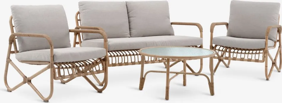 JYSK LOUNGE GARNITURA FJAND 4 OSOBE NATUR IZGLED BAMBUS (1 / 7)