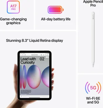 APPLE IPAD MINI [A17 PRO / CELLULAR / 512GB / BLUE / RAČUNAR (MYHD3HC/A) / EKRAN: 8.3IN LIQUID RETINA (2266X1488, 326 PPI, 500 NITA) / ČIP: A17 PRO, 6-JEZGARNI CPU, 5-JEZGARNI GPU, 16-JEZGARNI NEURAL ENGINE / KAMERA (ZADNJA): 12MP (Ƒ/1.8), 4K VIDEO, SMART HDR 4 / KAMERA (PREDNJA): 12MP (ULTRA WIDE), 1080P VIDEO, CENTER STAGE / POVEZIVANJE: WI-FI 6E, BLUETOOTH 5.3 / SISTEM: IPADOS 18] (6 / 8)